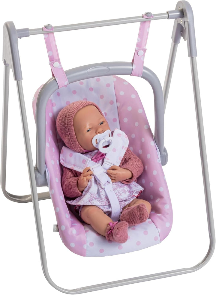 JC TOYS - 2-in-1 Hängematte und Stuhl mit Mehreren Positionen, abnehmbar für Puppen bis zu 45 cm, Ro