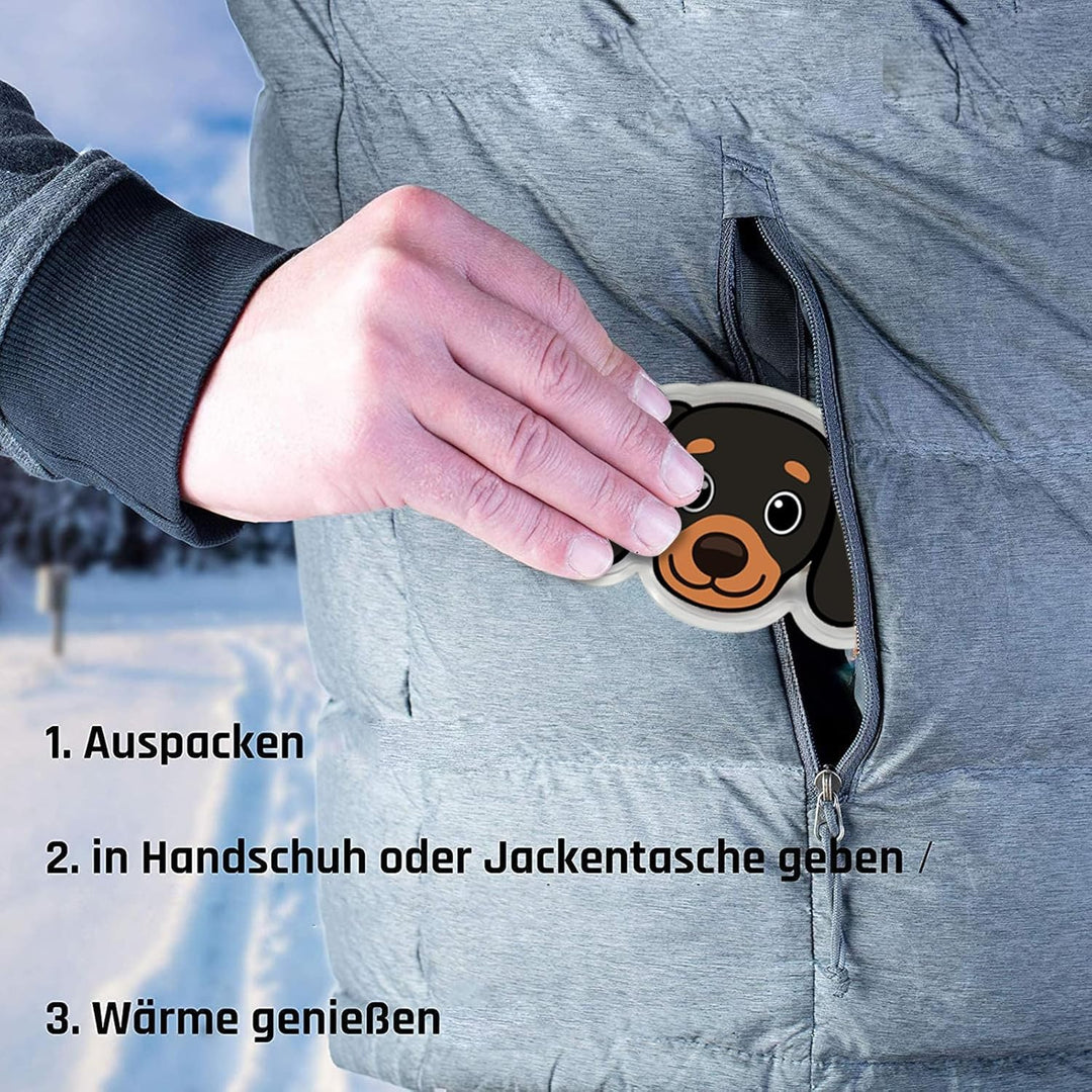 Hook Handwärmer Taschenwärmer Dackel Wiederverwendbar, 6er-Set Handwärmer Knick Taschenwärmer Weihna