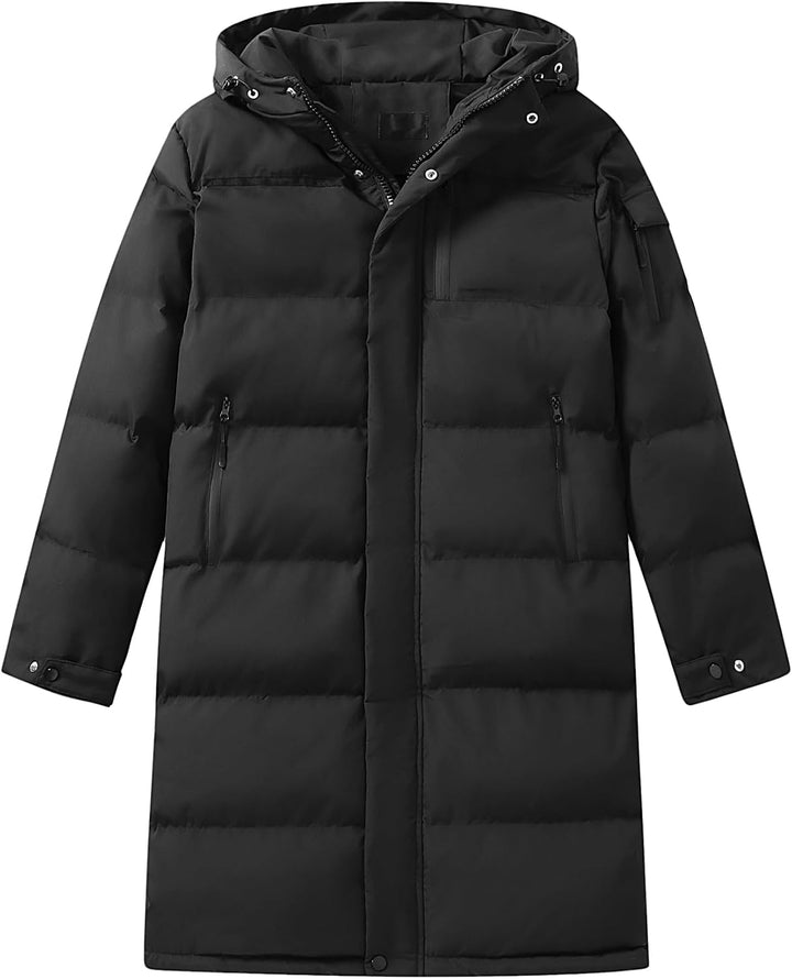 Allthemen Daunenmantel Herren Winter Lange Steppmantel mit Kapuze Warm Wintermantel Winterparka 3XL