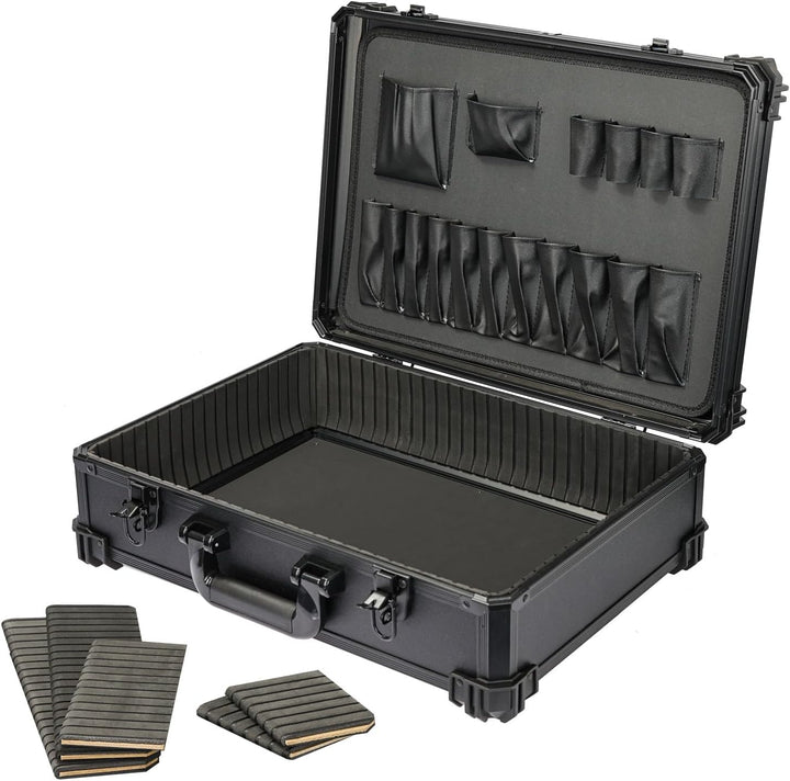 HMF Werkzeugkoffer leer, Werkzeugkasten gross mit individueller Fachaufteilung | 46 x 33 x 15 cm Ohn