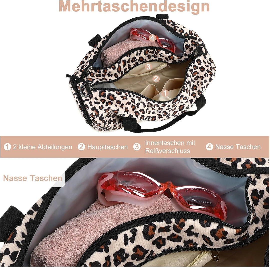 Sporttasche Kinder Schwimmtasche Jungen Damen mit Schuhfach und Nassfach Badetasche Teenager Kleine
