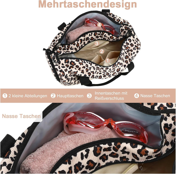 Sporttasche Kinder Schwimmtasche Jungen Damen mit Schuhfach und Nassfach Badetasche Teenager Kleine