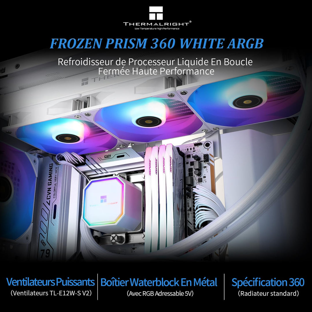 Thermalright Frozen Prism360 WHITE ARGB CPU-Flüssigkeitskühler,Effiziente PWM-gesteuerte Pumpe 3300R