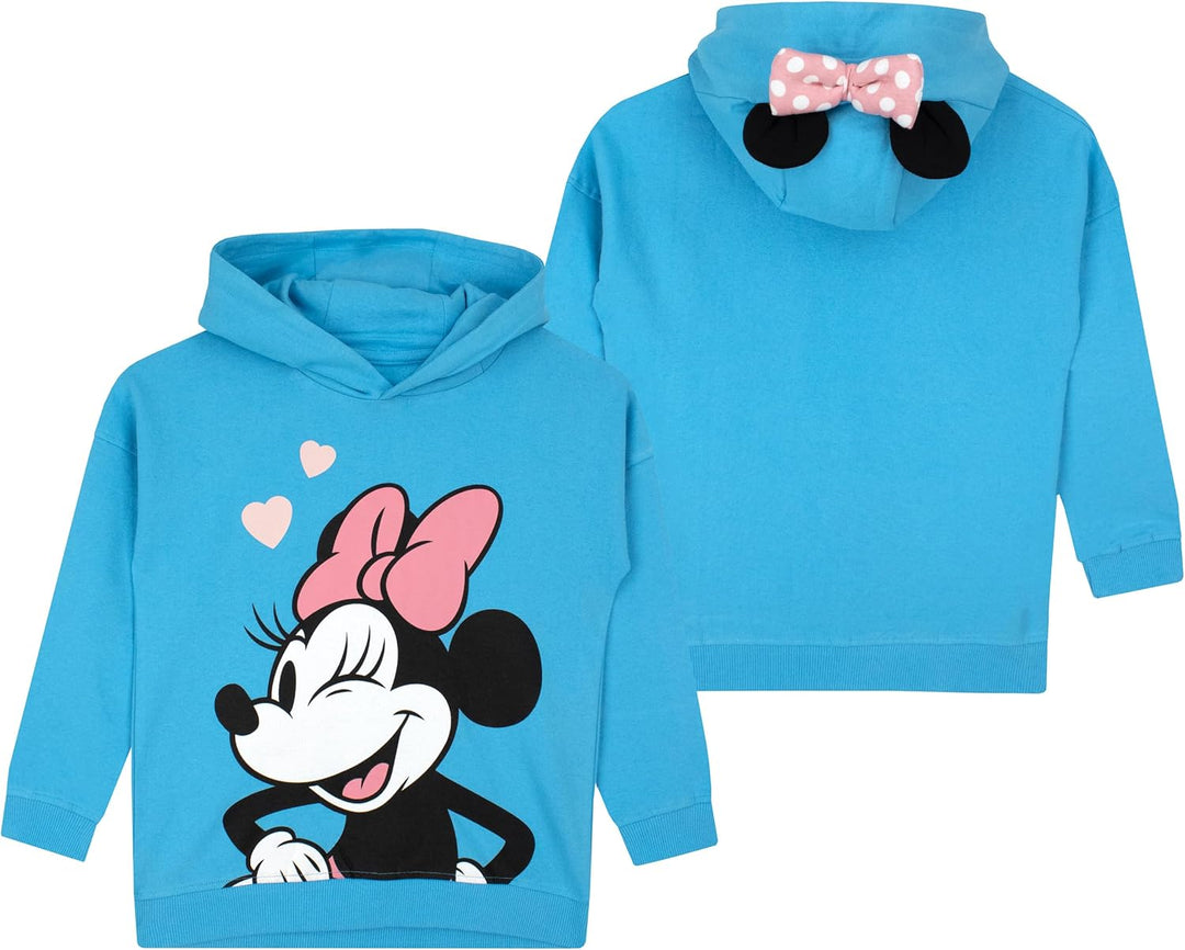 Disney Minnie Mouse Mädchen Hoodie | Sweatshirt Mädchen | Minni Maus Hoodie 128 Blau, 128 Blau