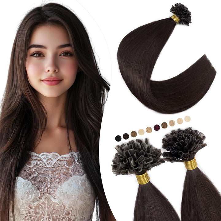 Elailite U-Tip Echthaar Bonding Extensions Keratin Haarverlängerung Haar Glatt 200 Strähnen 100g 16"