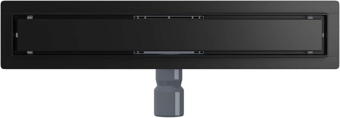 2 in 1 Duschabfluss Schwarz Edelstahl 304, 60 cm Länge, höhenverstellbar 0-30 mm, mit verstellbaren