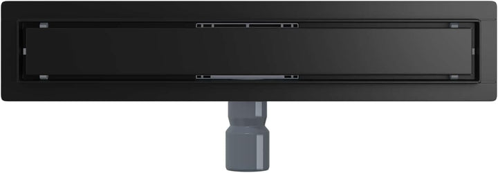 2 in 1 Duschabfluss Schwarz Edelstahl 304, 60 cm Länge, höhenverstellbar 0-30 mm, mit verstellbaren
