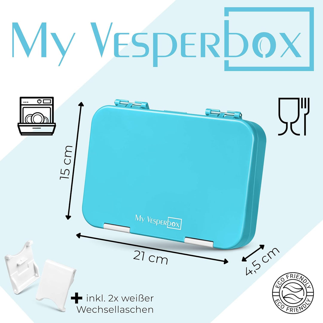 My Vesperbox – Len - Bento Box Kinder - Lunchbox mit 4+2 Fächern - extrem robust – Brotdose – Brotbo