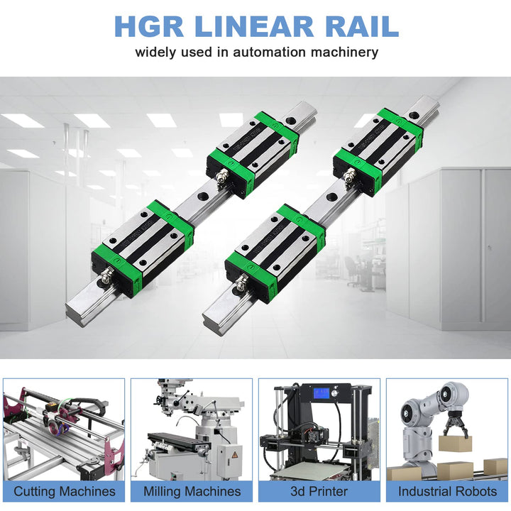 CNCMANS HGR20 Linearführung Linearschiene 2Stück HGR20-200mm Führungsschiene mit 4Stück Hohe Präzisi