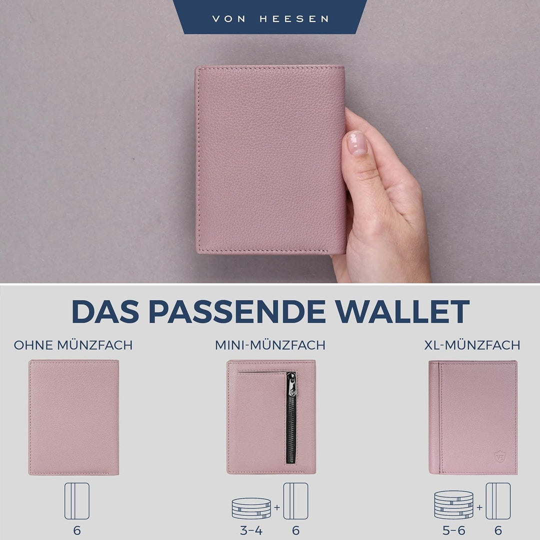 VON HEESEN® Leder Geldbörse Herren &amp; RFID Schutz I Echtleder Geldbeutel für Männer &amp; Damen I Portemo