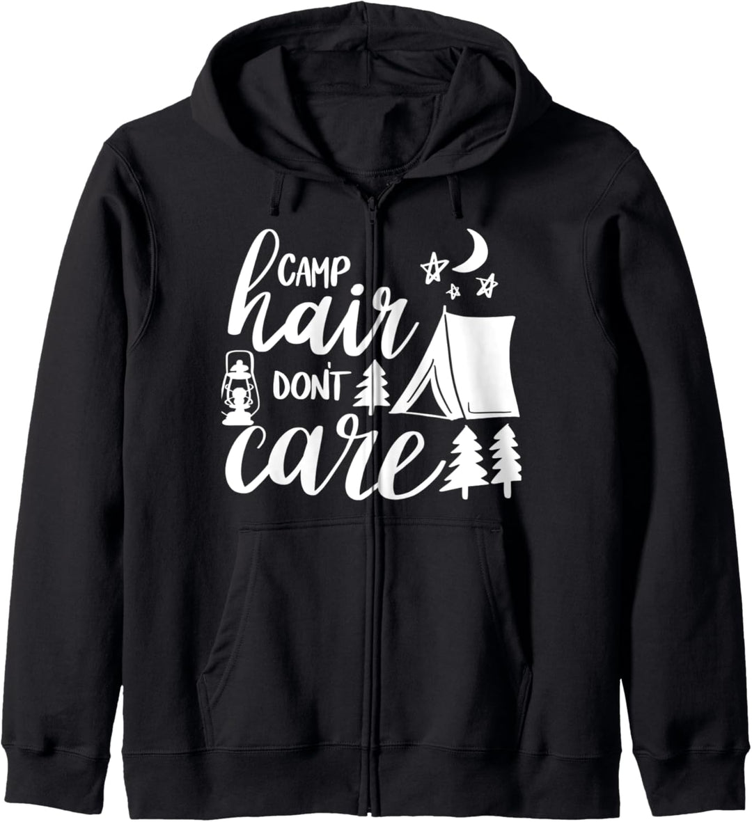 Camp Hair ist egal Camping Wandern Bergsteigen Kapuzenjacke