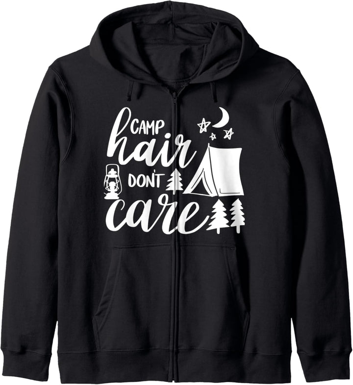 Camp Hair ist egal Camping Wandern Bergsteigen Kapuzenjacke