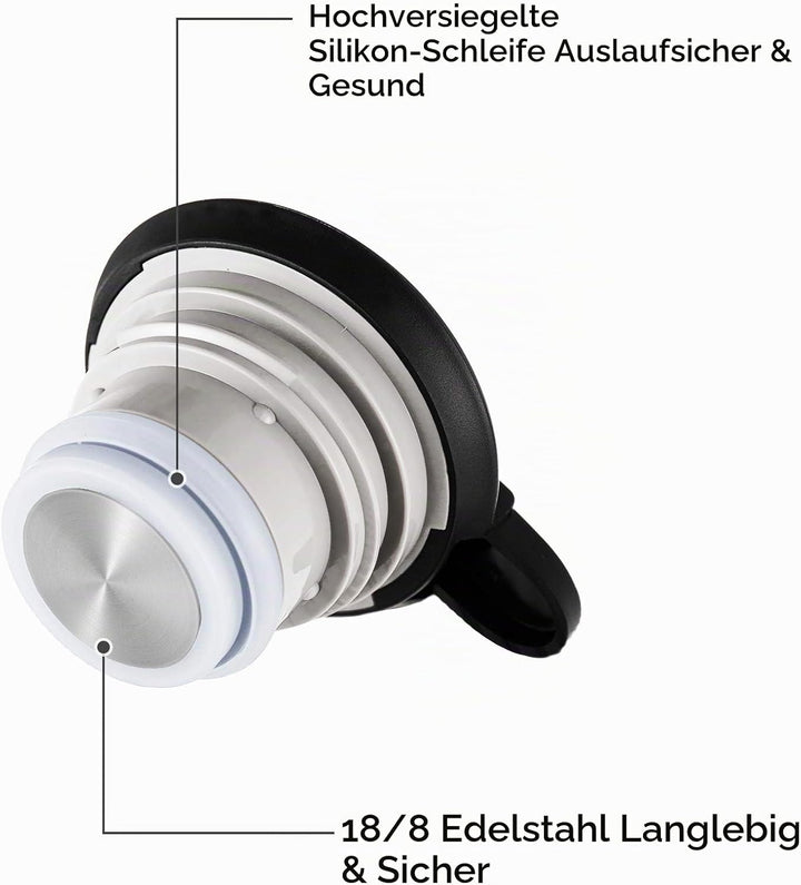Tiken 1.5L Thermoskanne Edelstahl Doppelwandige Vakuumisolierung Isolierkanne Kaffeekanne, Silbrig S