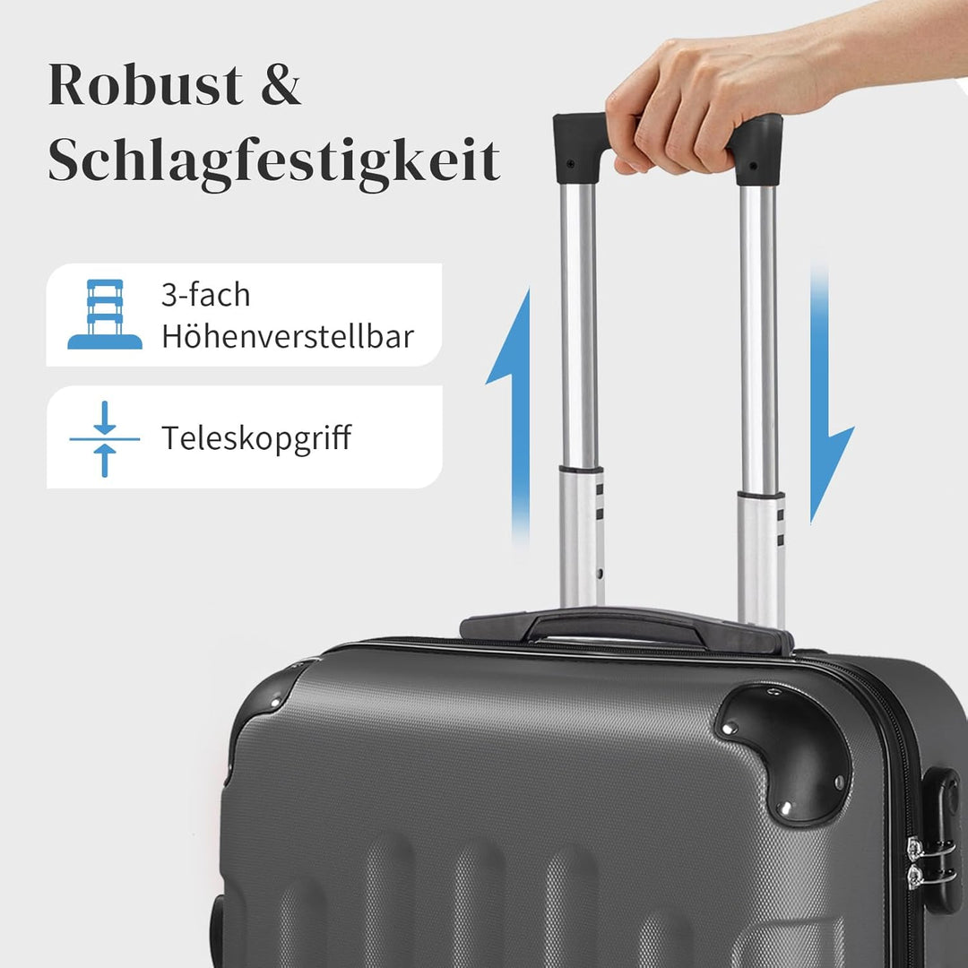 LEADZM Kofferset 4 teilig Hartschale mit verstärkten Ecken, Reisekoffer mit Rollen Gross, Handgepäck