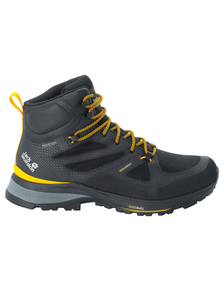 Jack Wolfskin Herren Force Striker Texapore Mid M Walking-Schuh 41 EU Black Burly Yellow Xt, 41 EU B