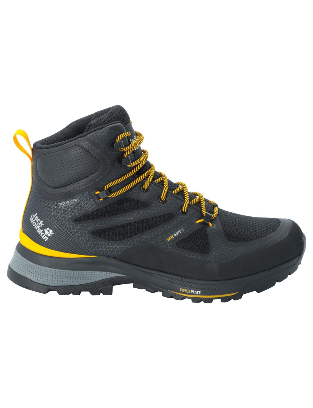 Jack Wolfskin FORCE TREKKER TEXAPORE MID M Outdoorschuhe, , 42.5 EU Black Burly Yellow Xt, 42.5 EU B