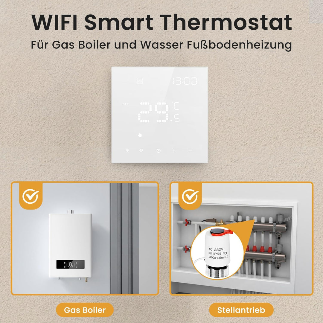 AVATTO Thermostat Für Wasser Fussbodenheizung und Gasboiler，Smart WiFi Thermostat Programmierbar Rau