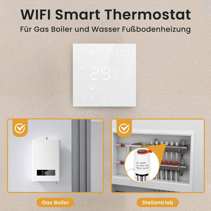 AVATTO Thermostat Für Wasser Fussbodenheizung und Gasboiler，Smart WiFi Thermostat Programmierbar Rau