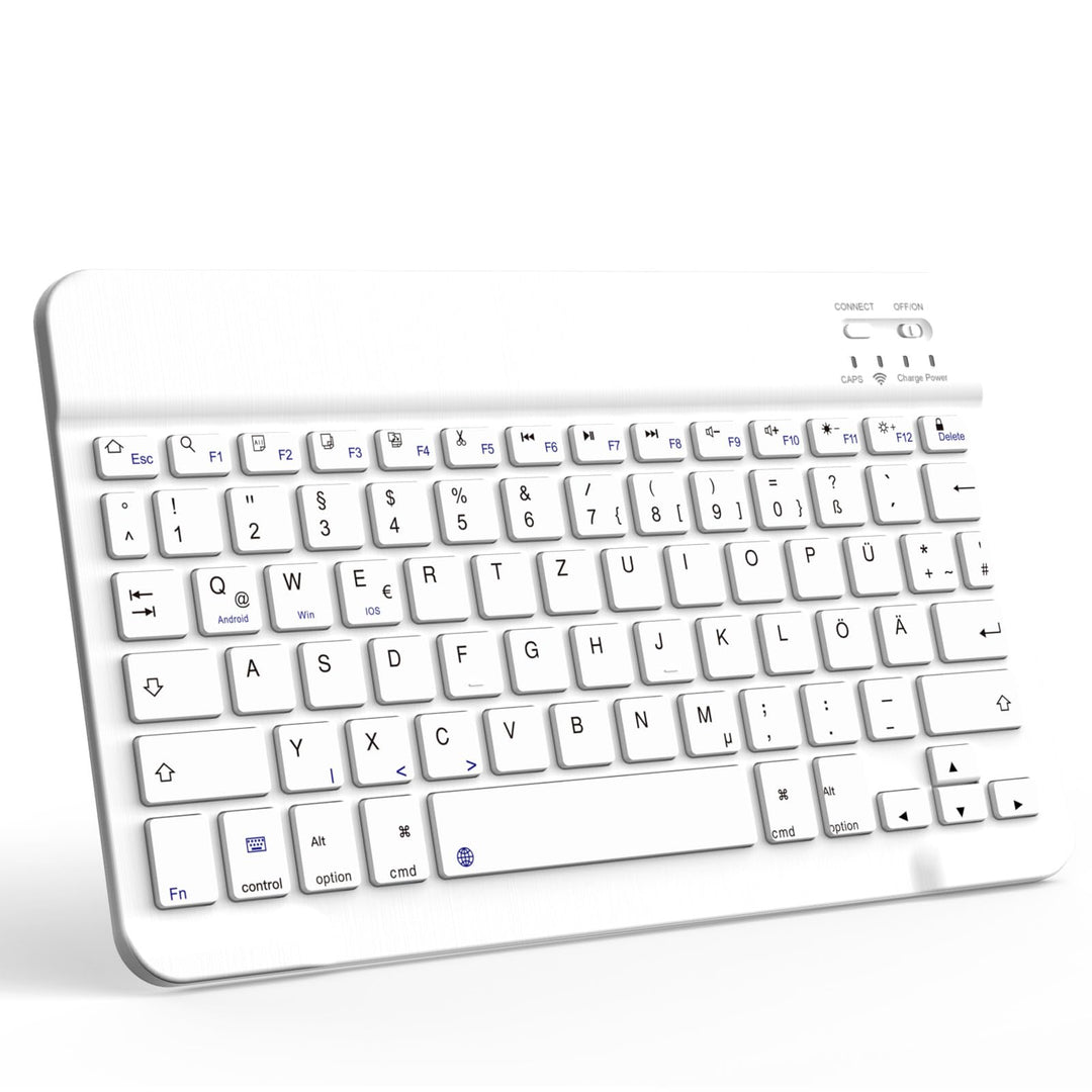 ZOYU Bluetooth Tastatur mit QWERTZ Layout für iPad Air, Pro, 10,2, 9,7, Mini, Tablets, PC, Windows,