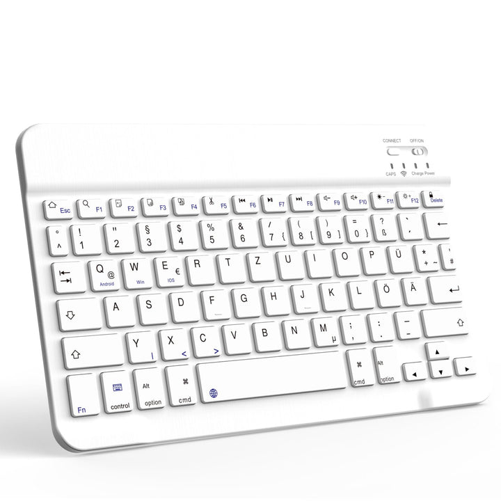 ZOYU Bluetooth Tastatur mit QWERTZ Layout für iPad Air, Pro, 10,2, 9,7, Mini, Tablets, PC, Windows,