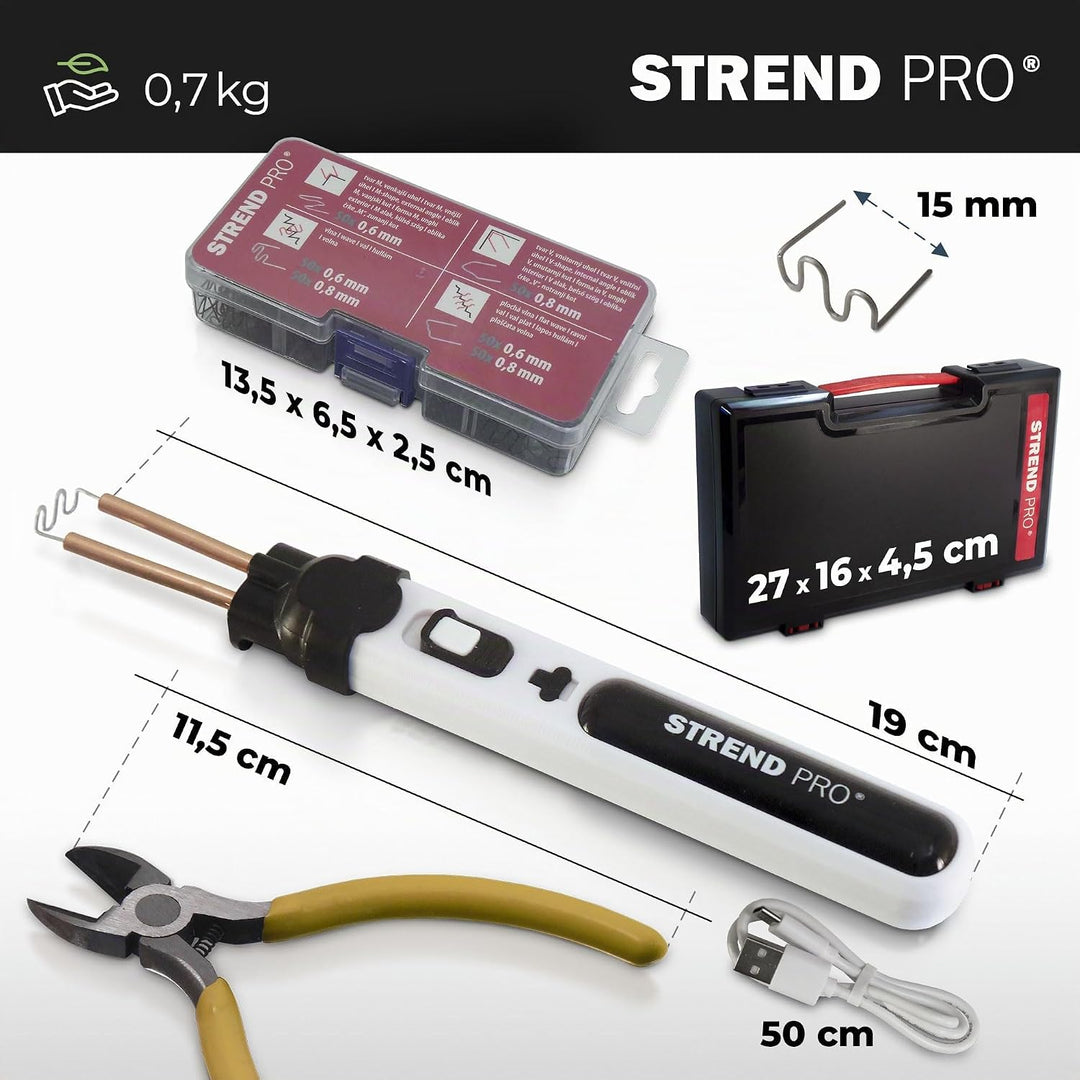 STREND PRO Kunststoff Schweissgerät Akku | Kunststoff Reparaturset mit 300PCS Heftklammern, Plastik