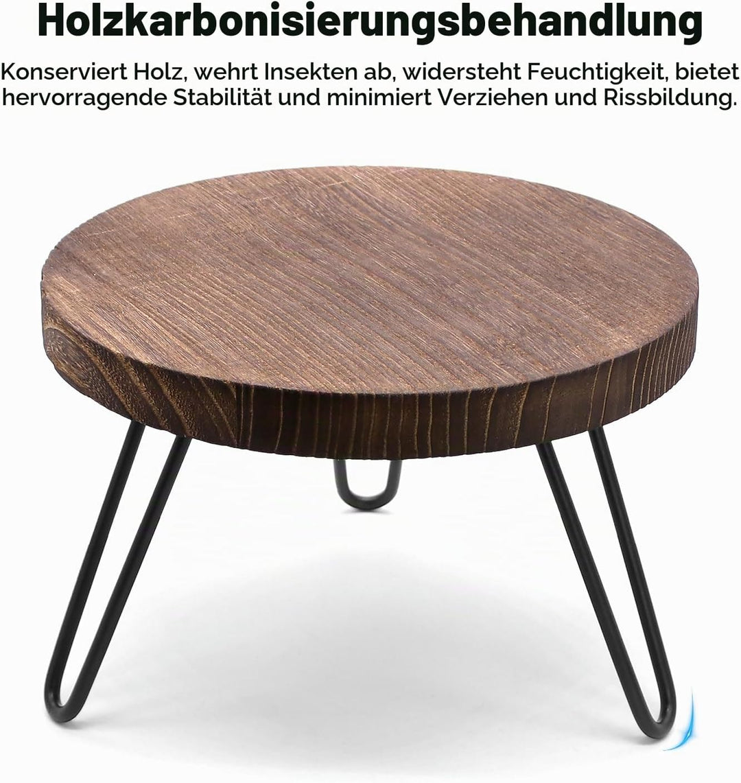 Pflanzenständer Holz, Blumenständer Balkon Rund Blumenhocker Holz Innen mit 3 Beinen, Pflanzenhocker
