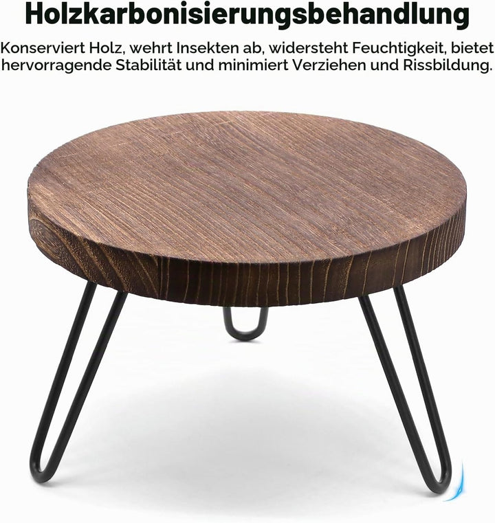 Pflanzenständer Holz, Blumenständer Balkon Rund Blumenhocker Holz Innen mit 3 Beinen, Pflanzenhocker