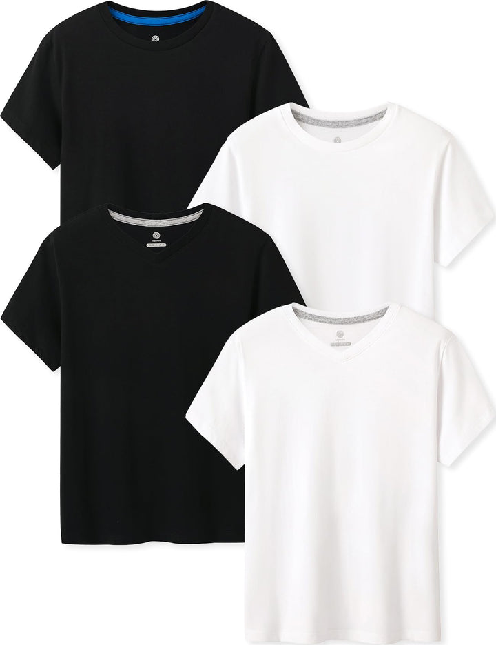LAPASA Kinder T Shirt 100% Baumwolle 4er Pack Unisex 3-13 Jahre/ 95-165 Jungen Jungs Sport Tshirt K0