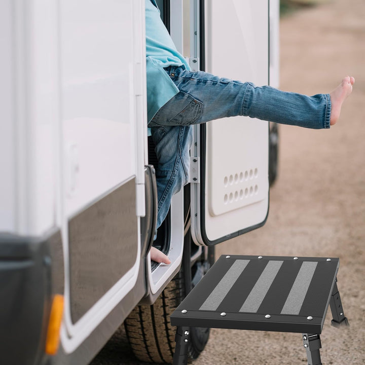 ILOKNZI Aluminium Klapptritt Wohnmobil Tritthocker 1 Stufe Max Belastung 220 kg für Camping/Autowäsc
