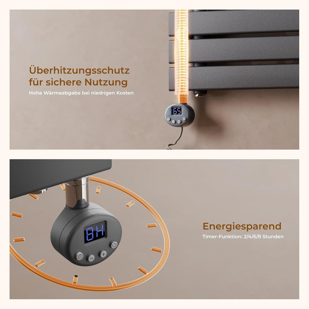 S'AFIELINA Elektrischer Badheizkörper mit Thermostat 1041x600mm Handtuchheizkörper Elektrisch Handtu