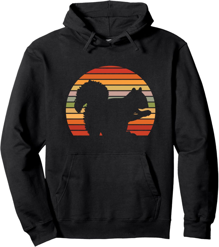 Cooles Tier Design mit Eichhörnchen und retro Sonnenuntergan Pullover Hoodie