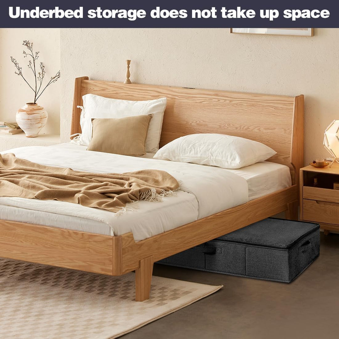2 Stück Unterbett Aufbewahrungsbox mit Deckel, Grosse Unterbettkommode mit Griff, Faltbare Kleidung