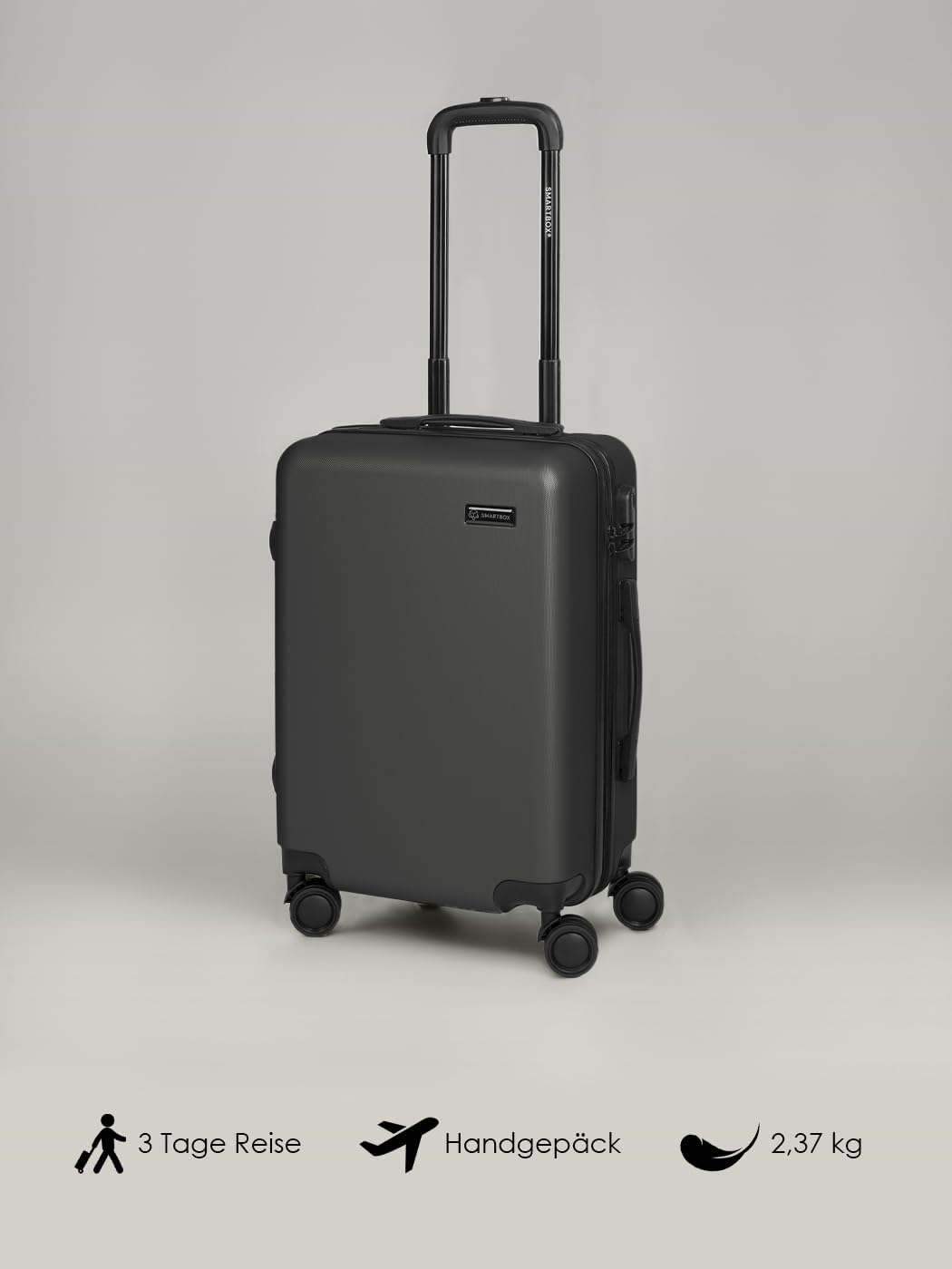 Smartbox Hartschalen Kabinen-Koffer für Damen &amp; Herren | Kleiner Trolley 40 x 23 x 55 cm aus hochwer