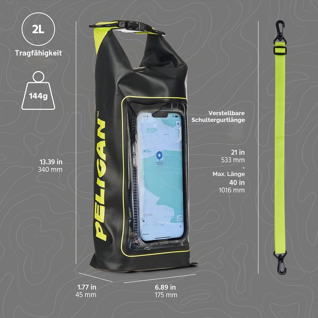 Pelican Marine Wasserdichter Roll-Top Dry Bag Dry Bag - Black/Hi-vis Yellow, Dry Bag - Black/Hi-vis