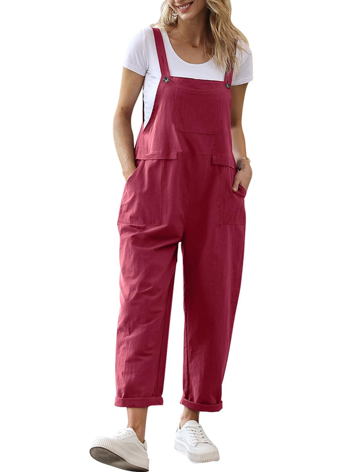 YESNO Damen Latzhose Sommer Oversize Trägerhose Beiläufig Loose Bib Pants Overall Baggy Jumpsuit Str