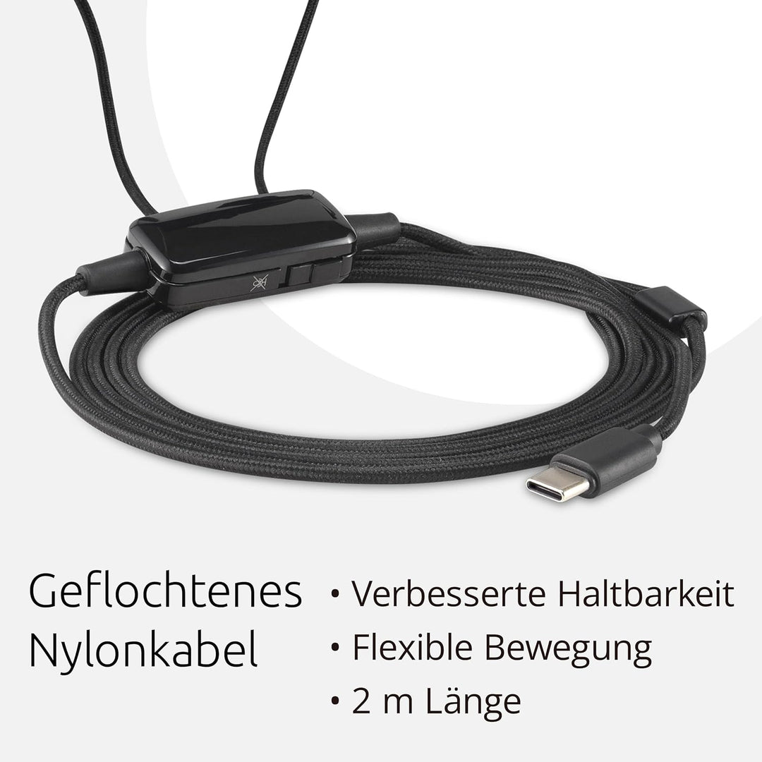 Kensington Klassisches EQ USB-C Headset mit Mikrofon und Lautstärkeregler, 1,8 m geflochtenes Nylonk