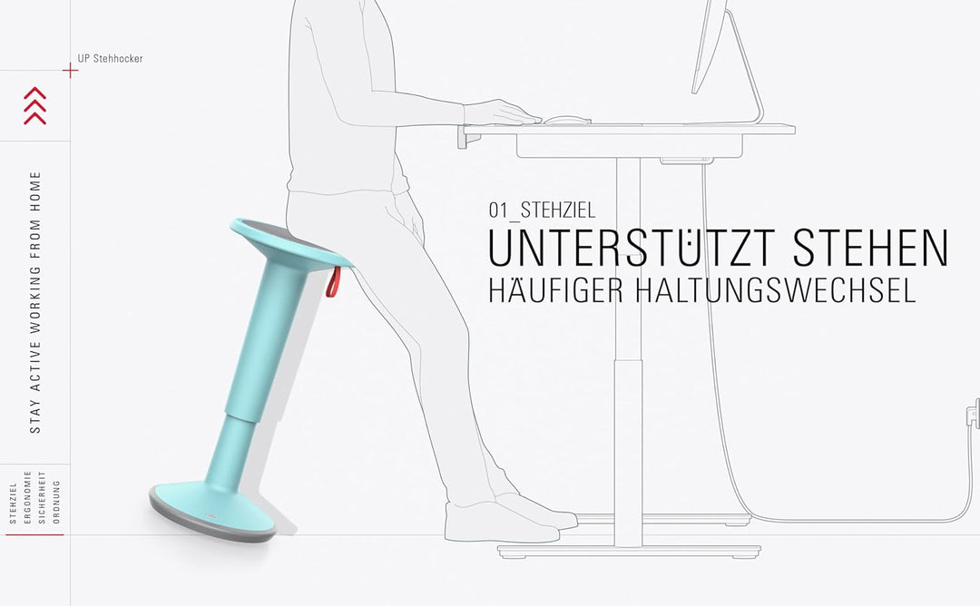 Interstuhl UPis1 Stehhocker - ergonomisch & höhenverstellbar - Hocker mit rutschhemmender Standfläch