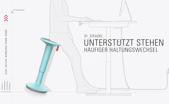 Interstuhl UPis1 Stehhocker - ergonomisch & höhenverstellbar - Hocker mit rutschhemmender Standfläch