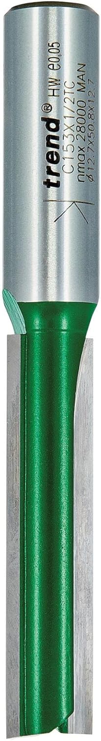 Trend CraftPro Zweischneidiger Spiralnutfräser, 1/2 Zoll Schaft, 12,7 mm Schnittdurchmesser, 50 mm S