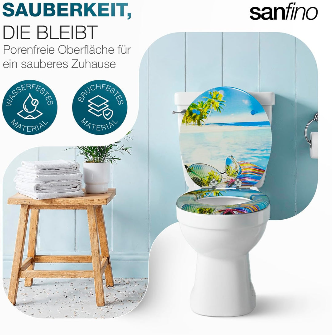 Premium WC Sitz mit Absenkautomatik – hochwertige Toilettendeckel aus Holz, viele bunte Motive, hohe