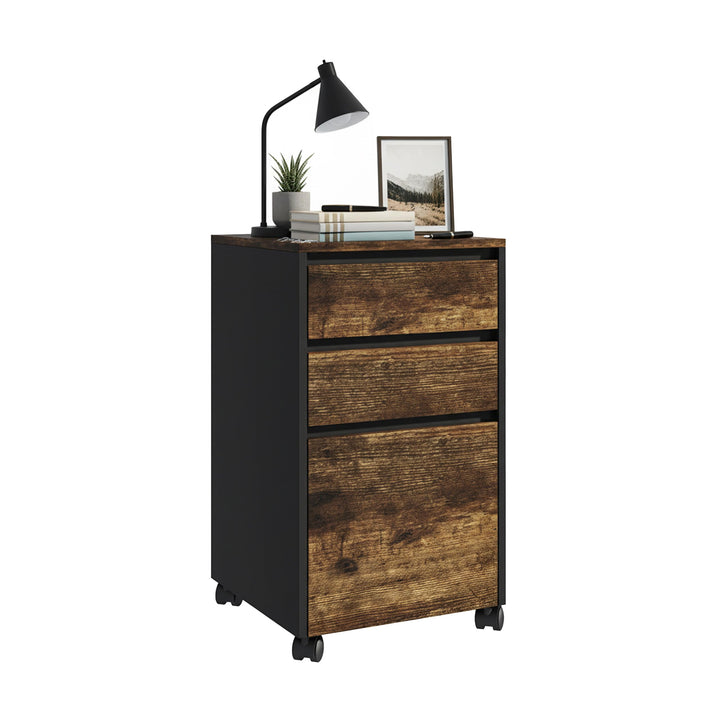 Relaxdays Rollcontainer, 3 Schubladen, Hängeregister, HxBxT: 70 x 40 x 40 cm, Aktenschrank auf Rolle