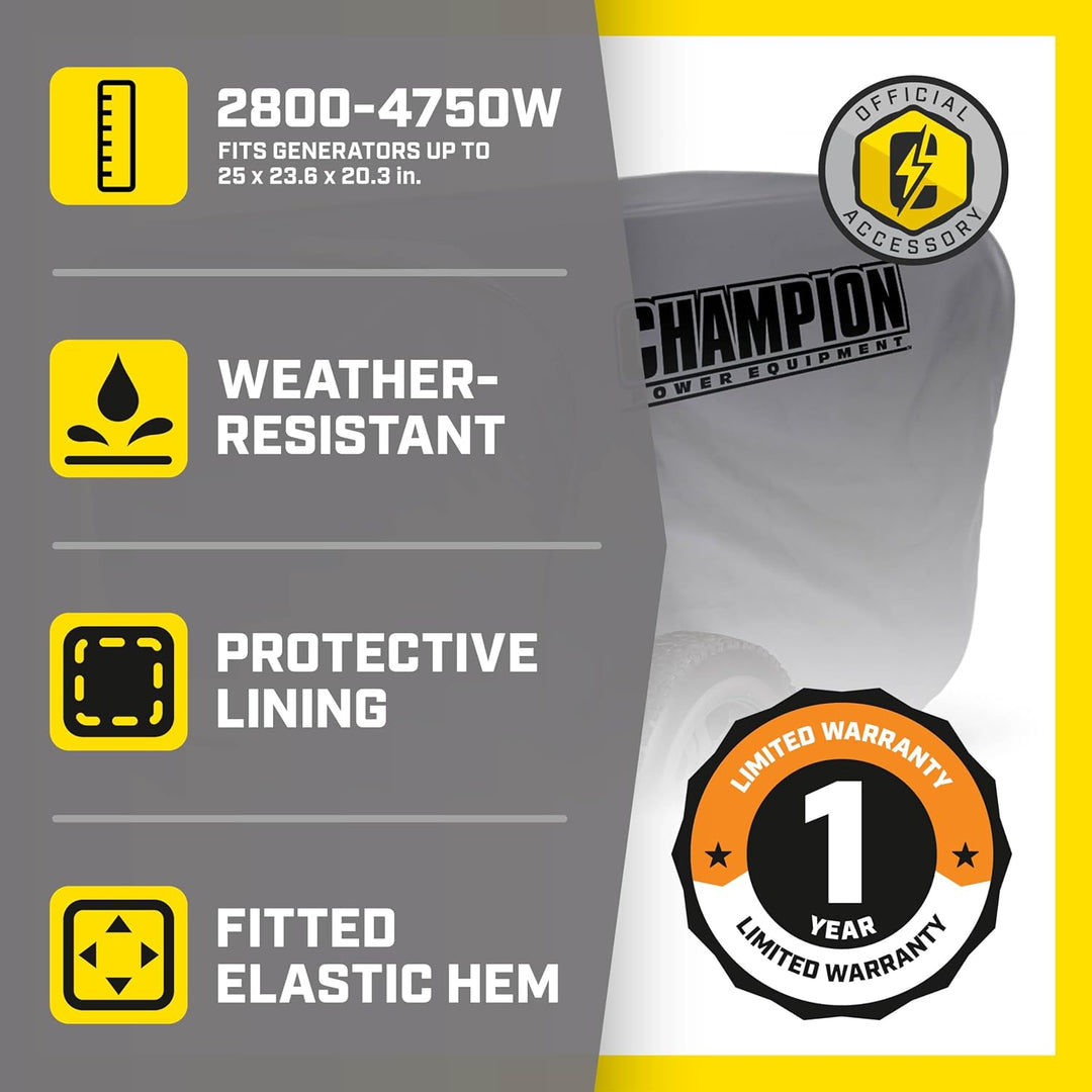 Champion Wetterfeste Aufbewahrungsabdeckung für tragbare Generatoren mit 2800-4750 Watt Tragbar + 28
