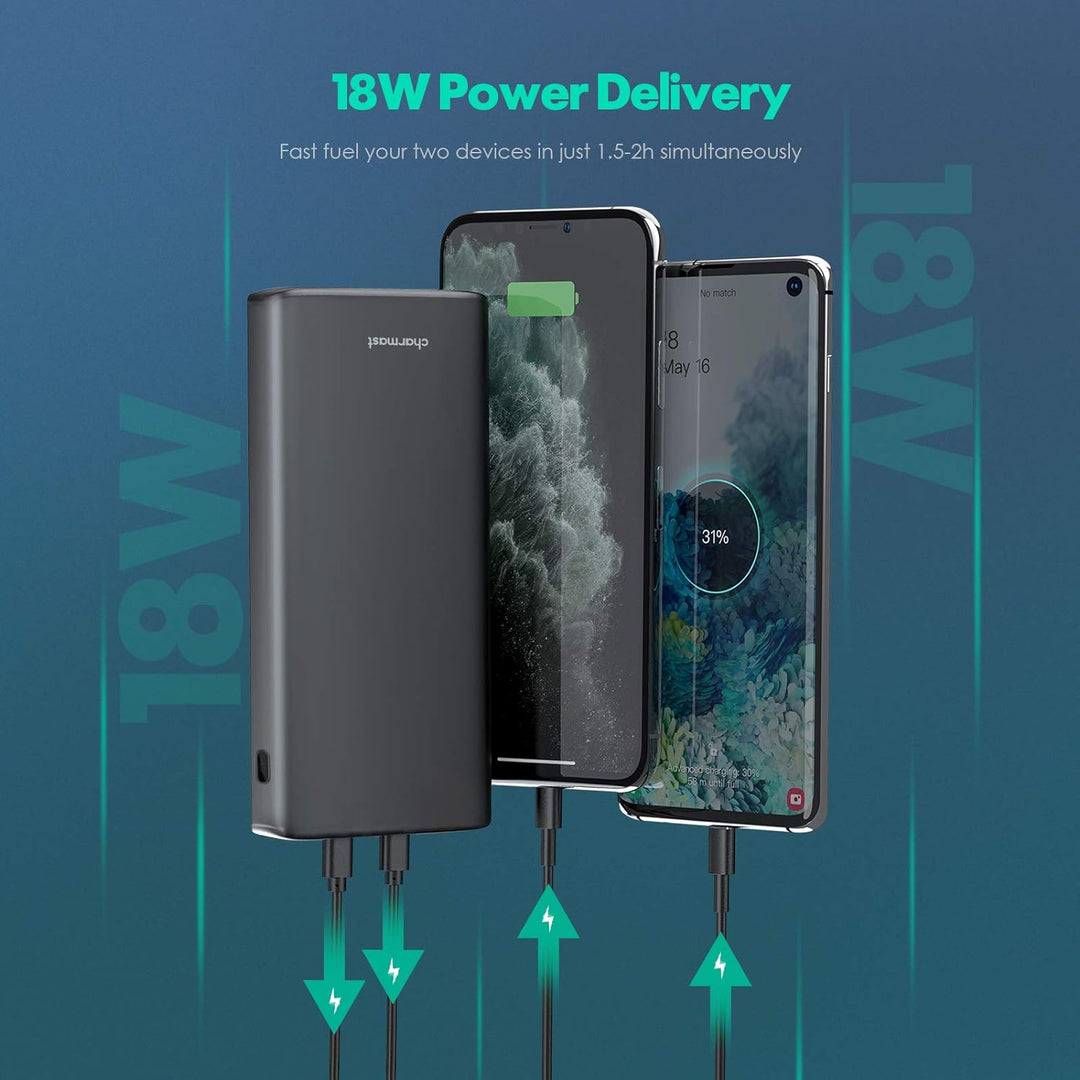 Charmast Powerbank PD 65W 23800mAh Power Delivery USB C Externer Akku Quick Charge 3.0 Ladegerät kom