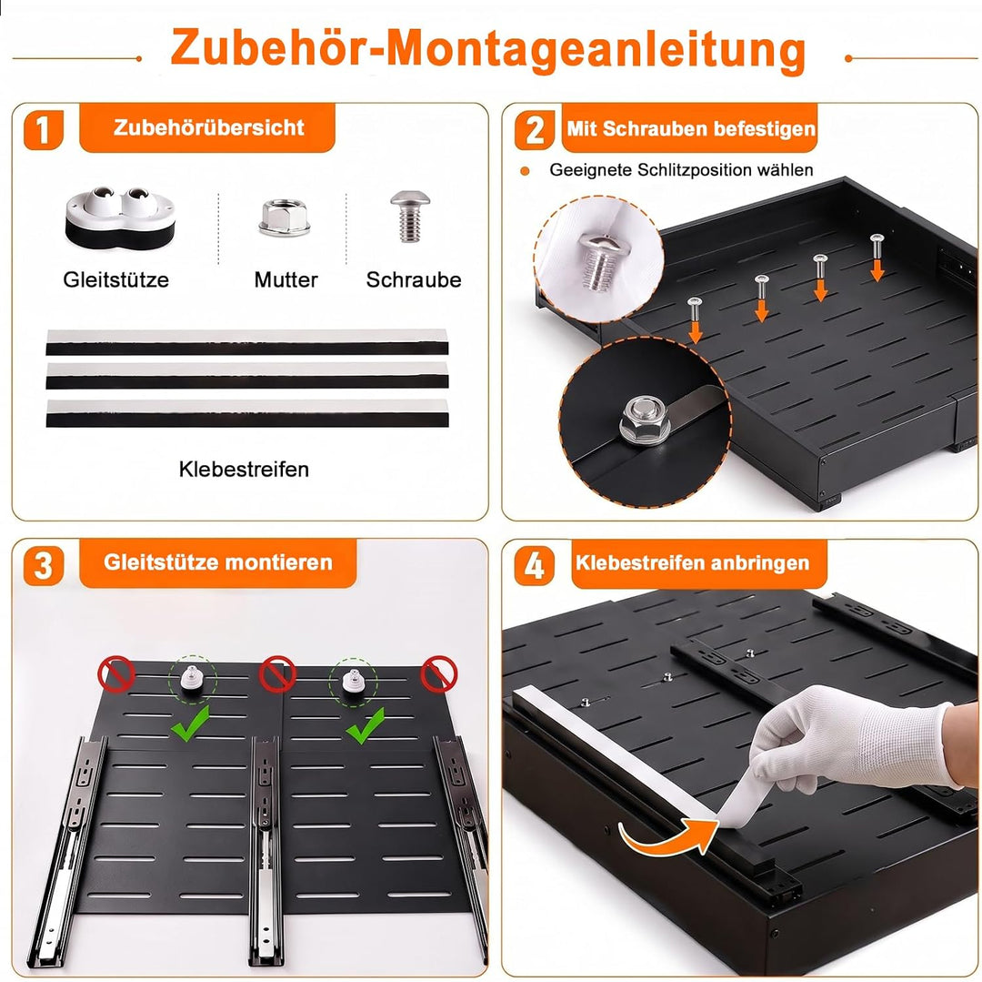 PNNP Teleskopschublade Küche Ausziehbare Schublade: Einstellbare Breite Schrank Organizer (32–53 cm