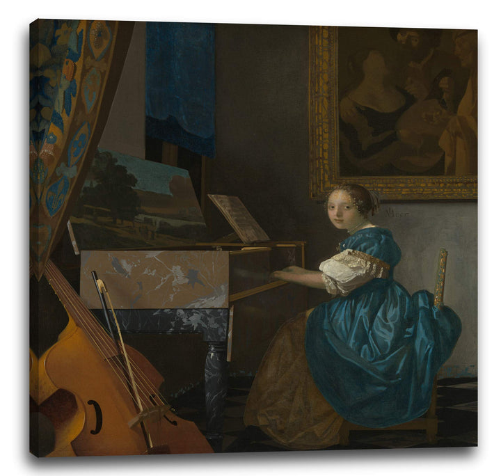 Printed Paintings Leinwand (70x70cm): Jan Vermeer - Sitzende Virginalspielerin (1672) 70x70 cm, 70x7
