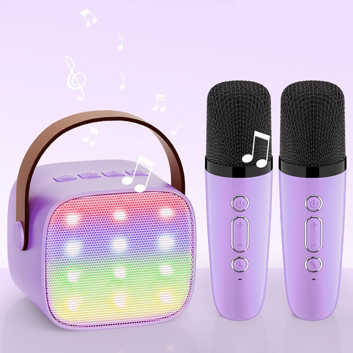 Wowstar Karaoke Maschine mit 2 Drahtlosen Mikrofonen, Tragbares Bluetooth Karaoke Maschine für Kinde