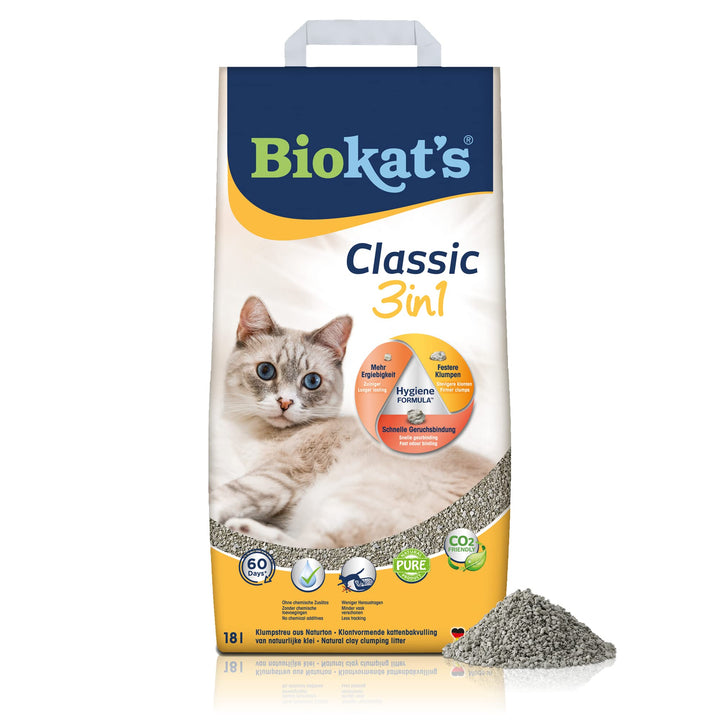 Biokat's Classic 3in1 ohne Duft - Klumpende Katzenstreu mit 3 unterschiedlichen Korngrössen - 1 Sack