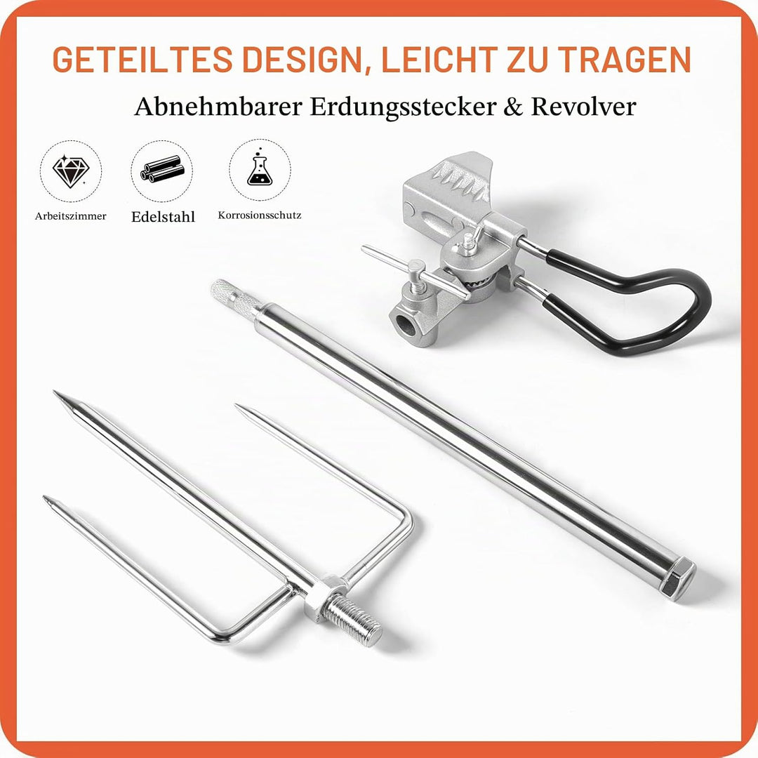EXLECO 2pcs Rutenhalter Angel, 360° Verstellbar Angelrutenhalter aus Edelstahl mit Dreifach-Erdspitz