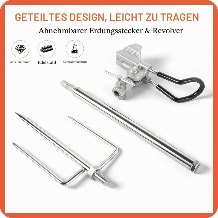 EXLECO 2pcs Rutenhalter Angel, 360° Verstellbar Angelrutenhalter aus Edelstahl mit Dreifach-Erdspitz