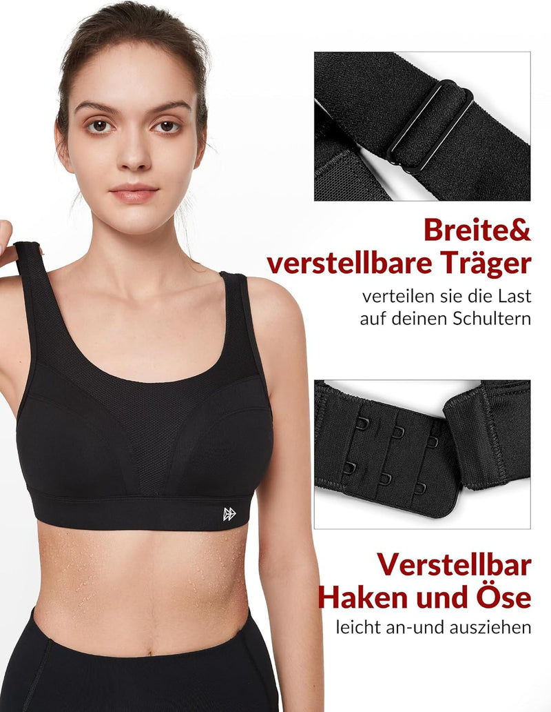 Yvette Sport BH Starker Halt Verstellbar Träger Rückenfrei Gepolstert Fitness Lauf Joggen Bustier Na